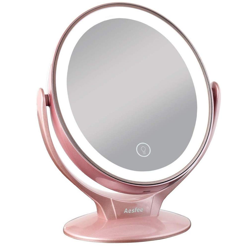 Espelho MAQUIAGEM de Mesa OVAL Dupla Face Aumento 7X com Luz LED Regulável Touch