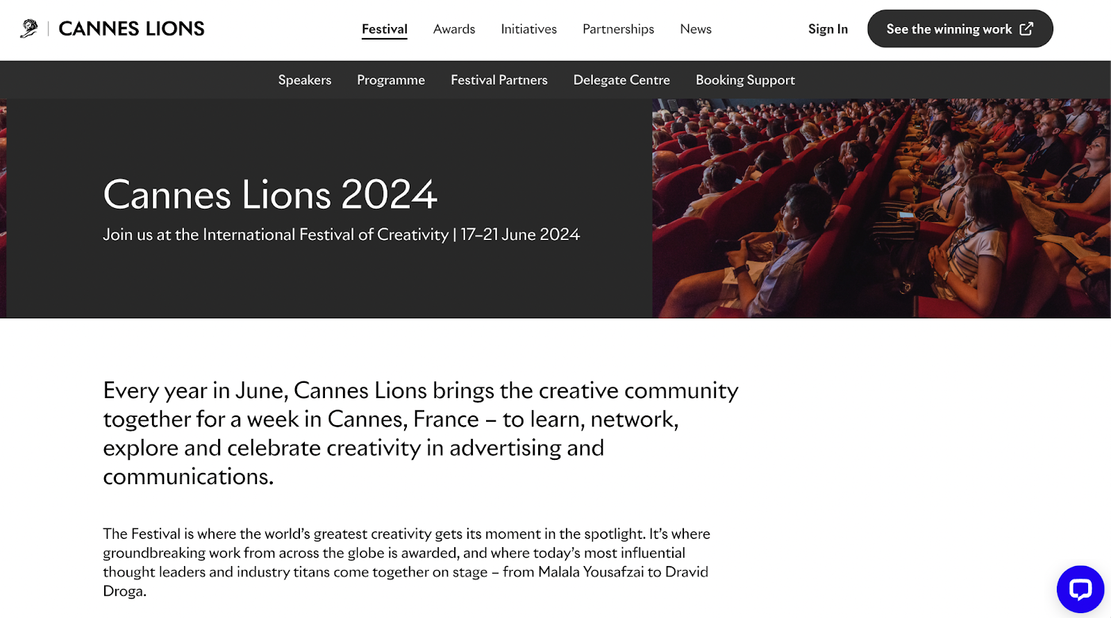event website examples, cannes lions