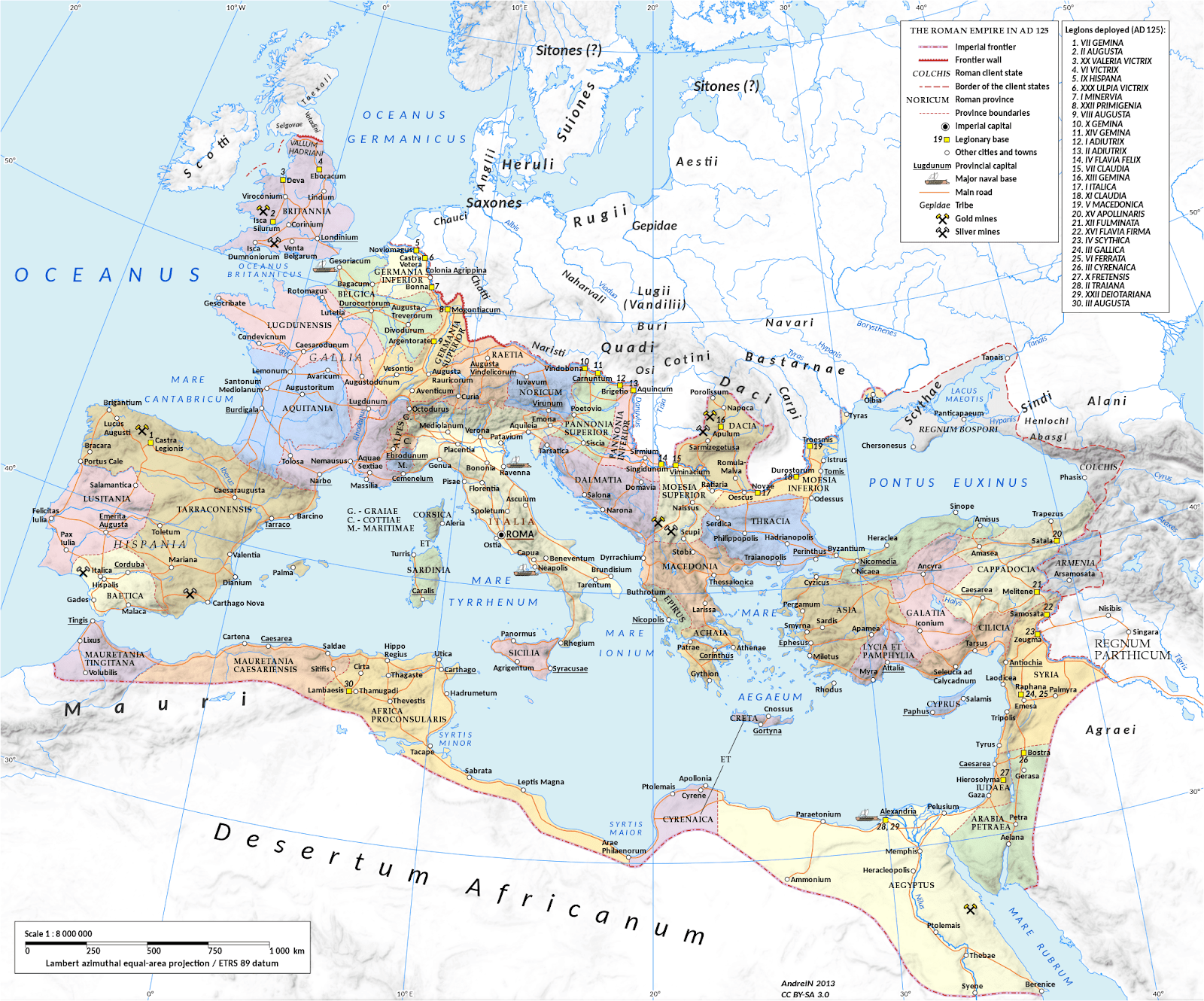 Hvilke land besto romerriket av?