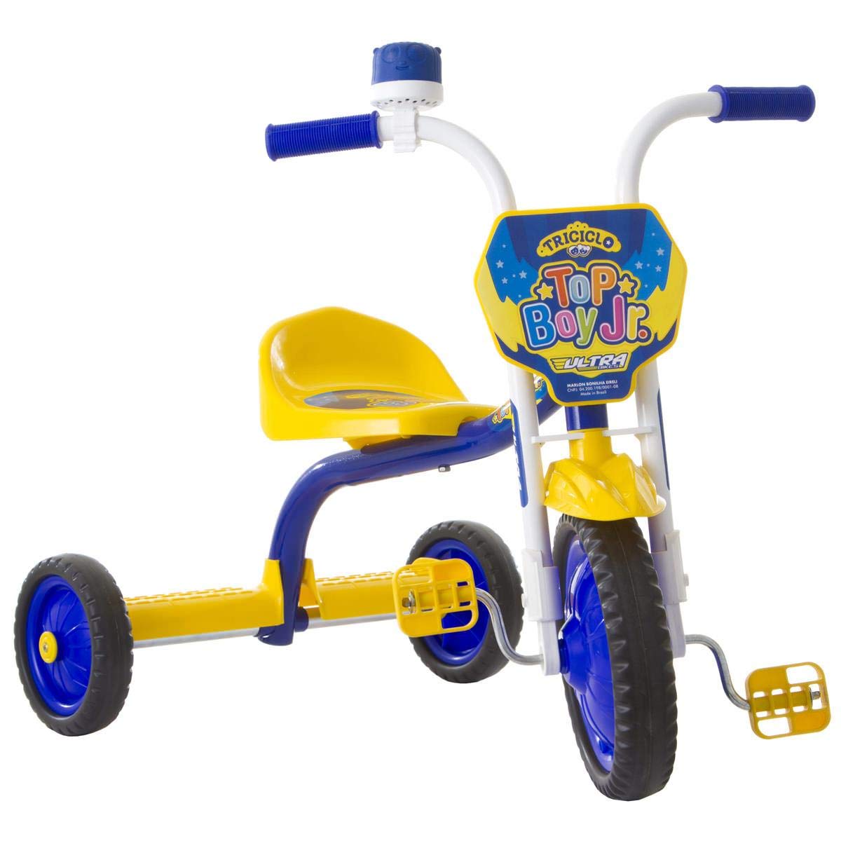 Triciclo Ultra Bike Top Boy Jr Motinha Motoca Azul/Amarelo