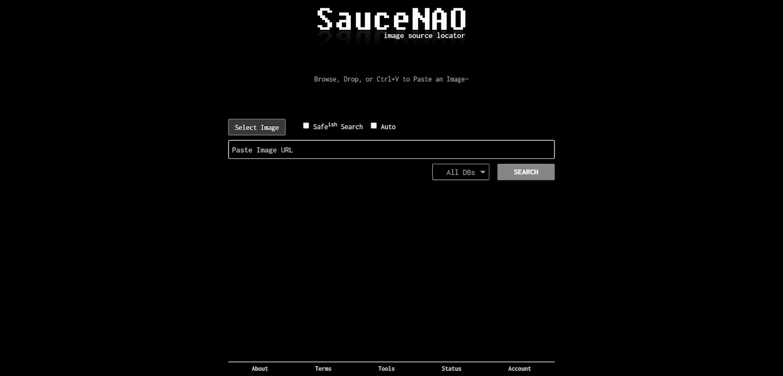 A screenshot of SauceNAO's website