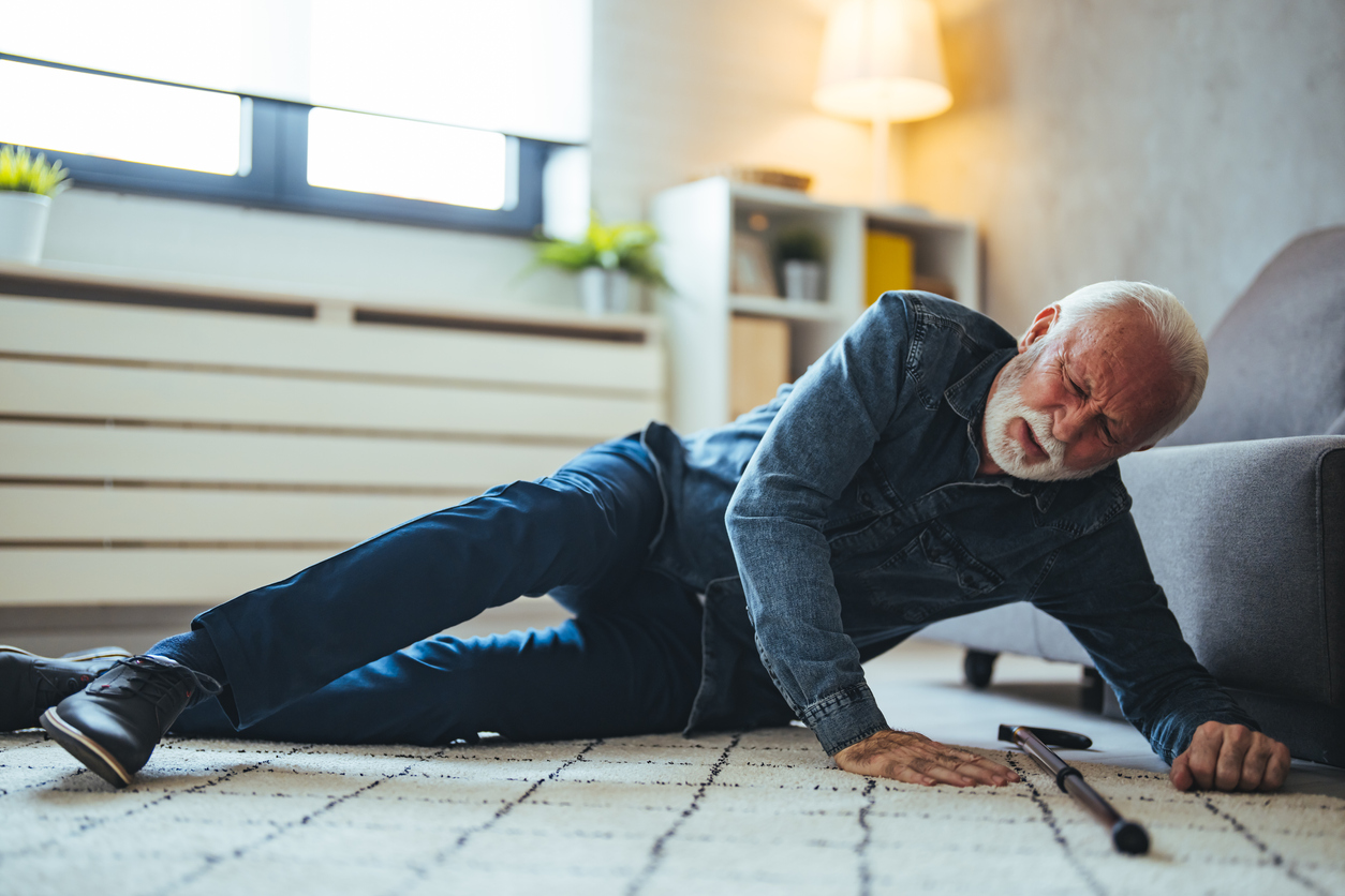 senior falling to ground