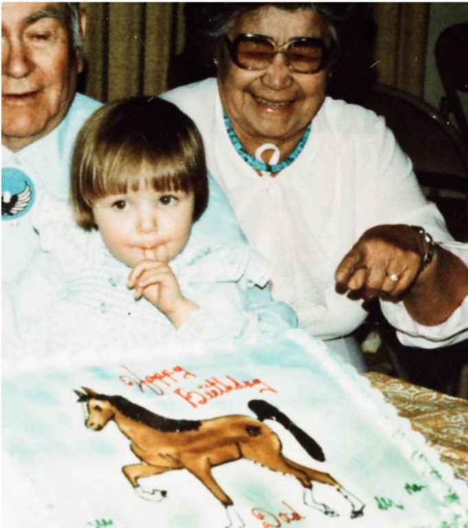 Agnes Tybo with her grandchild 