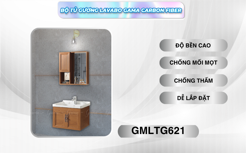 Bộ tủ gương Lavabo GAMA cao cấp GMLTG621