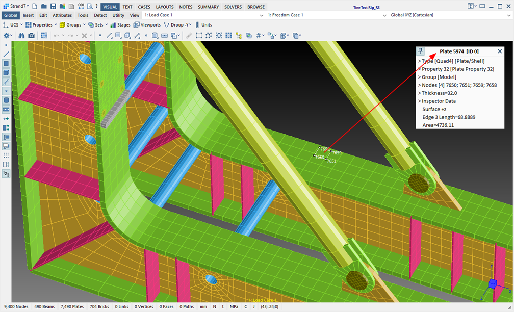 structural analysis shown in Strand7 software