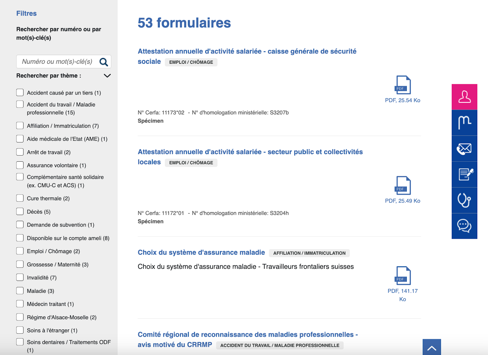 Capture d'écran de Gestion des démarches sur la plateforme Ameli