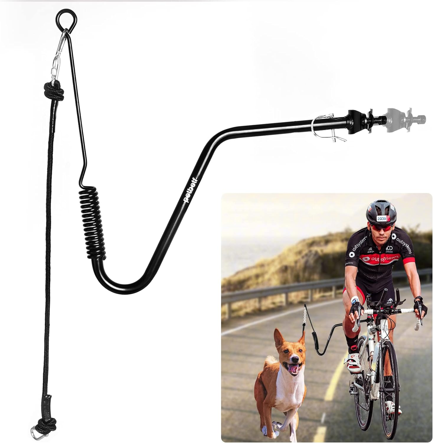 Bike Dog Leash Attachment with Shock Absorber