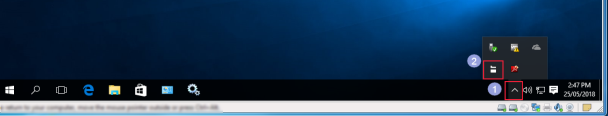 Picture of the bottom of the windows task bar.  It shows a blue background with the icon for a printer highlighted.