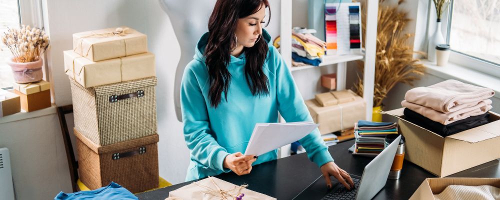 Woman working from home for her hobby that makes money 