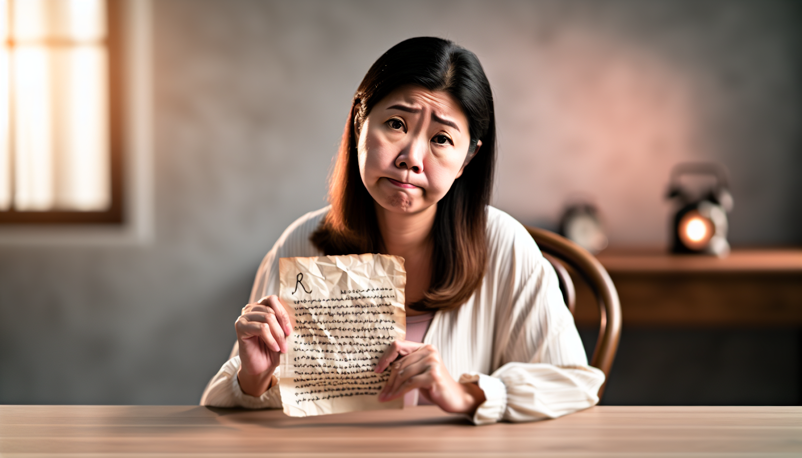 A person holding a handwritten apology letter, acknowledging wrongdoing