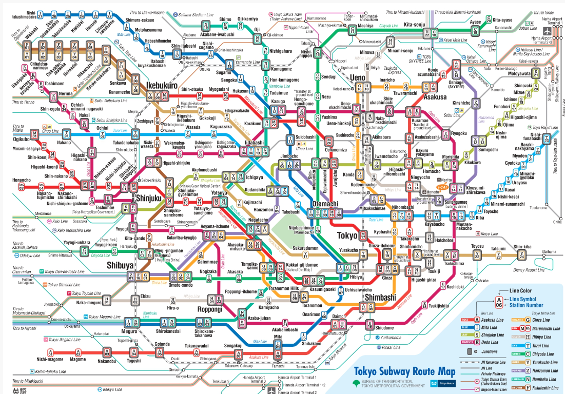 Bản đồ tàu điện ngầm ở Nhật Bản