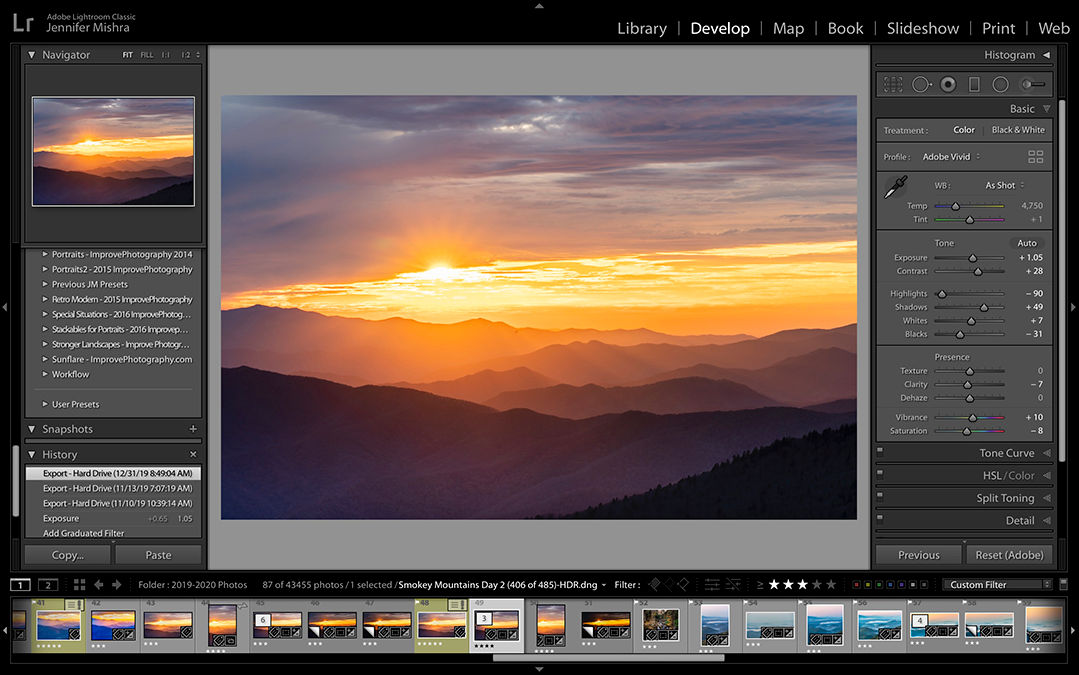 how to edit photos on lightroom develop module interface 