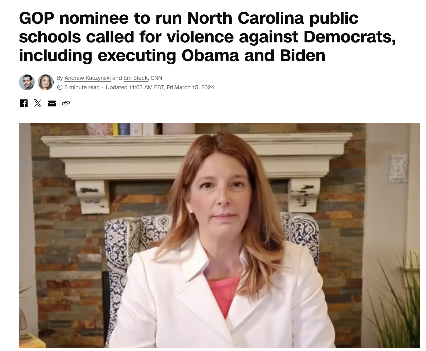 GOP nominee to run North Carolina public schools called for violence against Democrats, including executing Obama and Biden