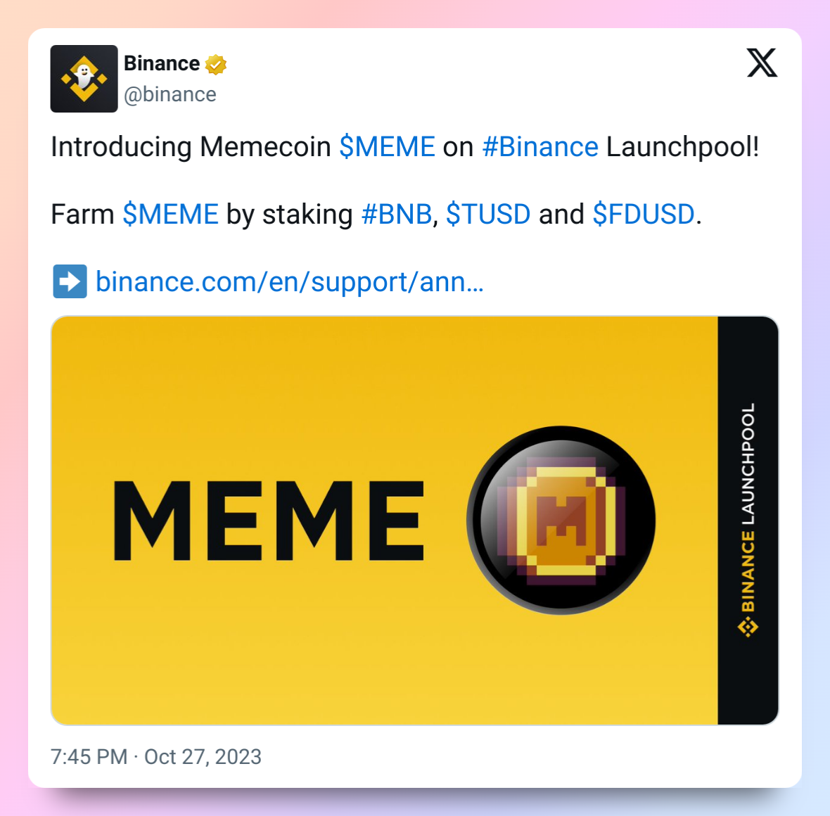 https://x.com/binance/status/1717907778558153125?s=20