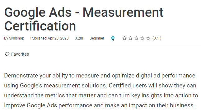 Google Ads measurement certification 