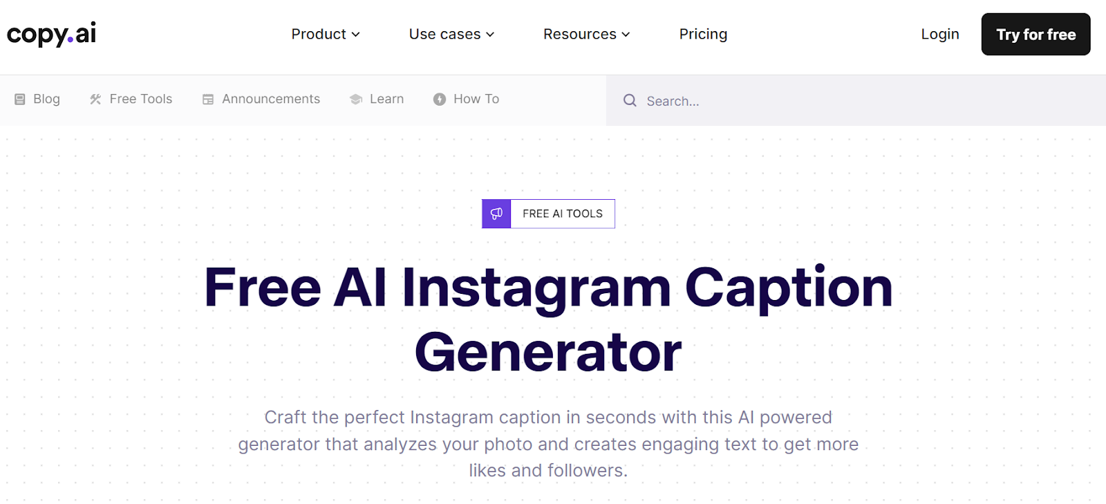 Copy.AI's Instagram Caption Generator