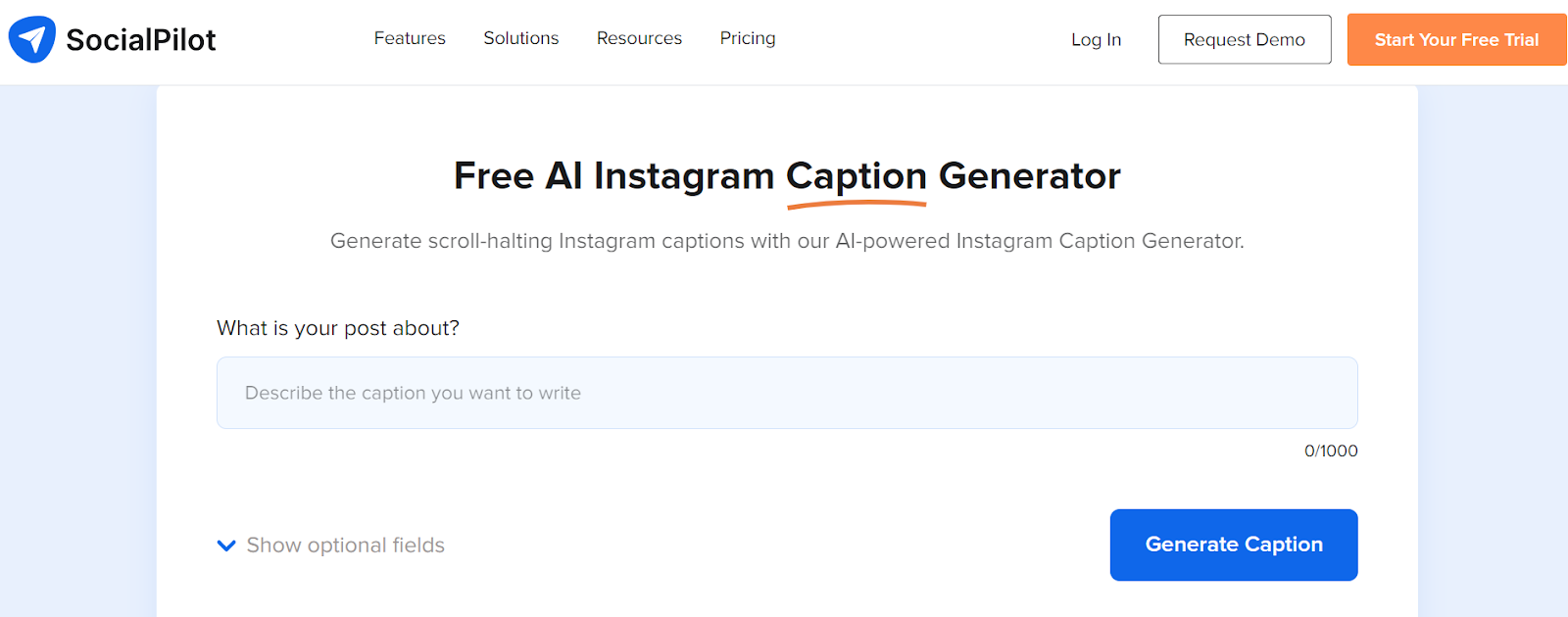 SocialPilot's AI Instagram Caption Generator