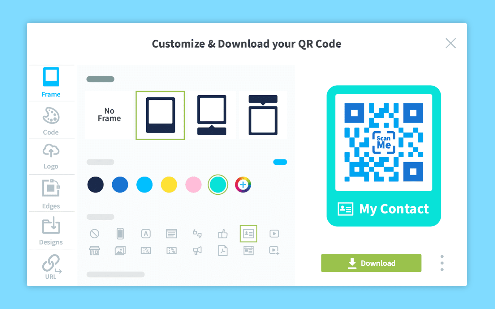 Example of customization options from QR Code Generator software