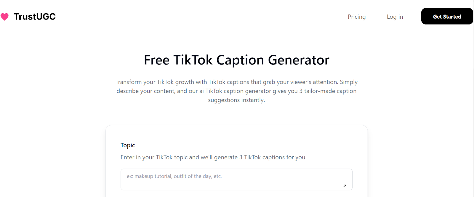 TrustUGC AI Caption Generator