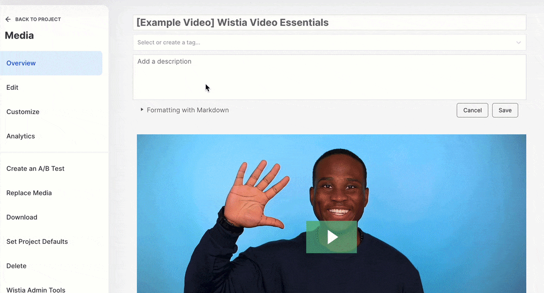 wistia video editing interface