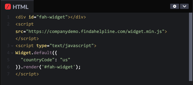 Paste code snippet directly into page HTML