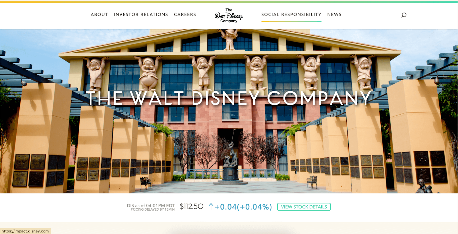 The Walt Disney Company homepage