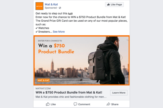 Run Giveaway Facebook Ads