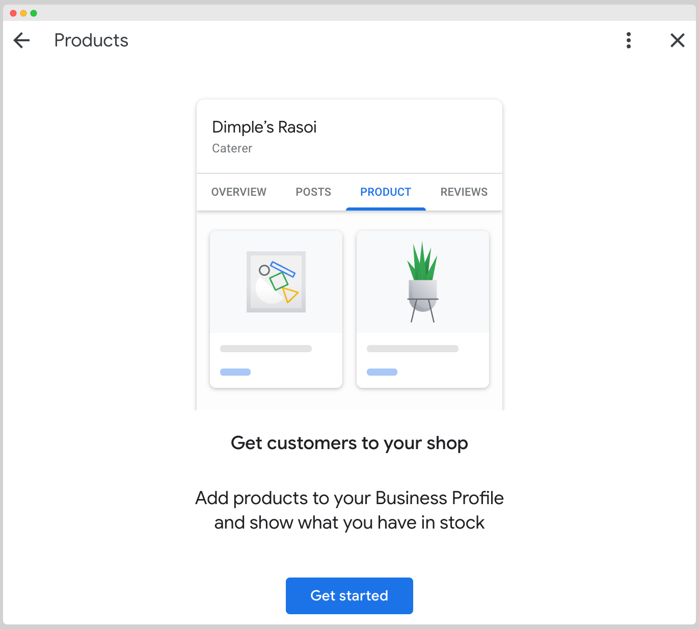Google Business Profile - Add Products