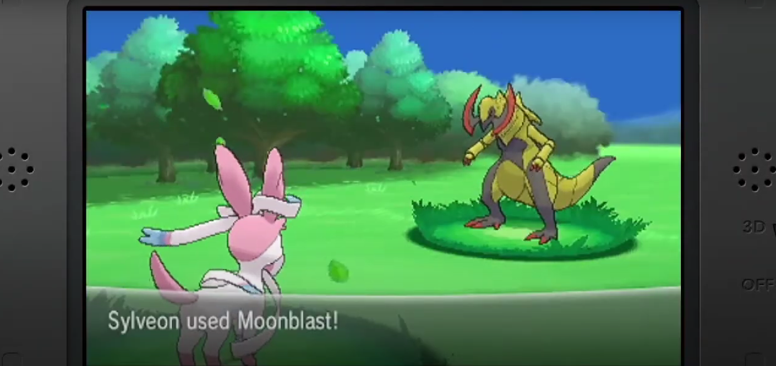An in game screenshot of a Pokémon battle from Pokémon X. 