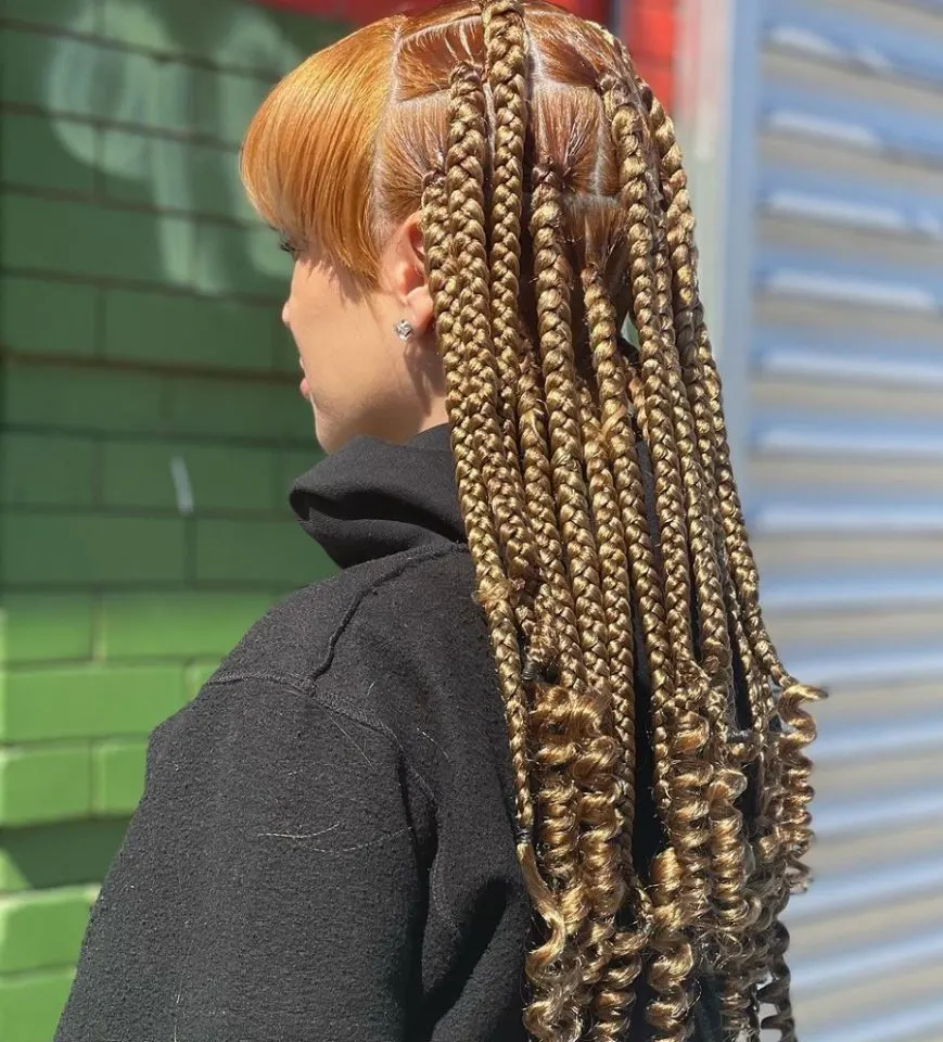 Bangs Knotless Braids with Curls