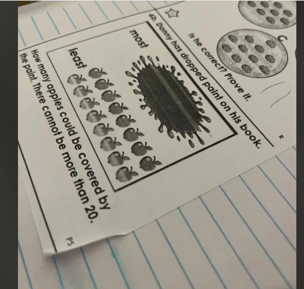 A picture of a kids' math homework.