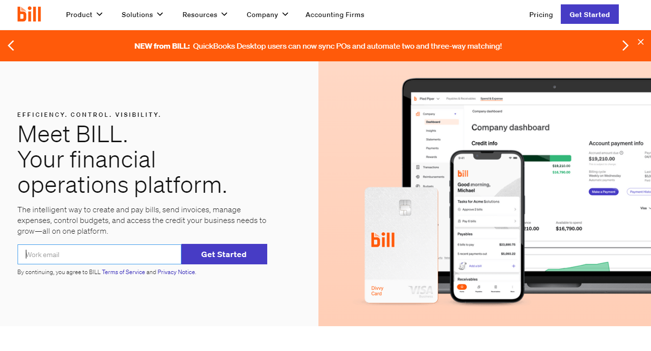 Bill.com: Meet BILL. Your financial operations platform