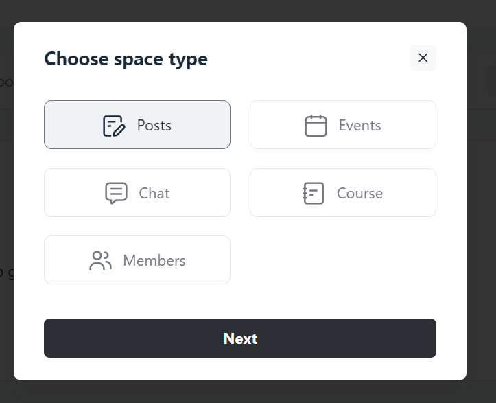 choosing a space type in Circle
