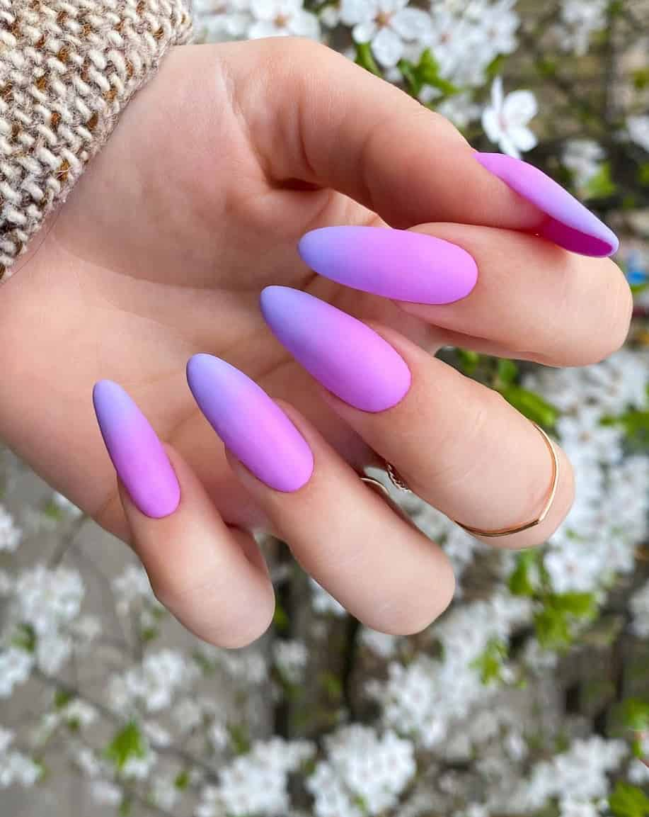  Purple & Pink Ombre Nails w/ Matte Finish