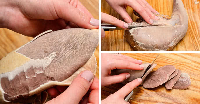 sơ chế lưỡi bò