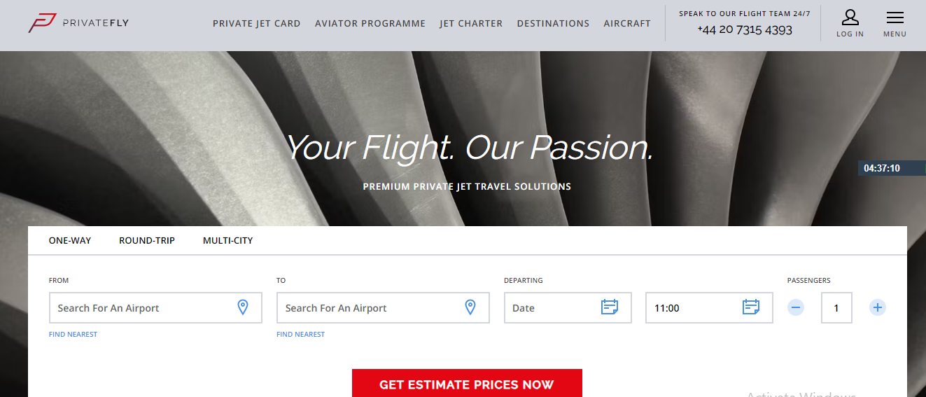 PrivateFly Private Jet Booking