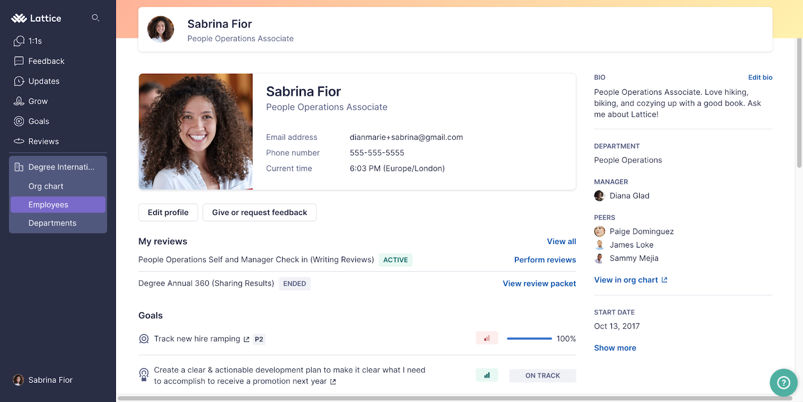 Lattice employee profile software