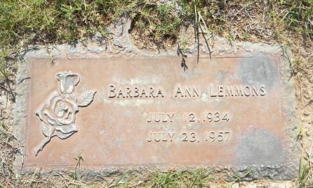 headstone for Barbara Ann Lemmons