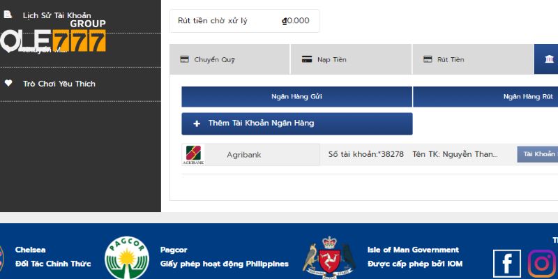 Liên kết tài khoản phù hợp để rút tiền OLE777