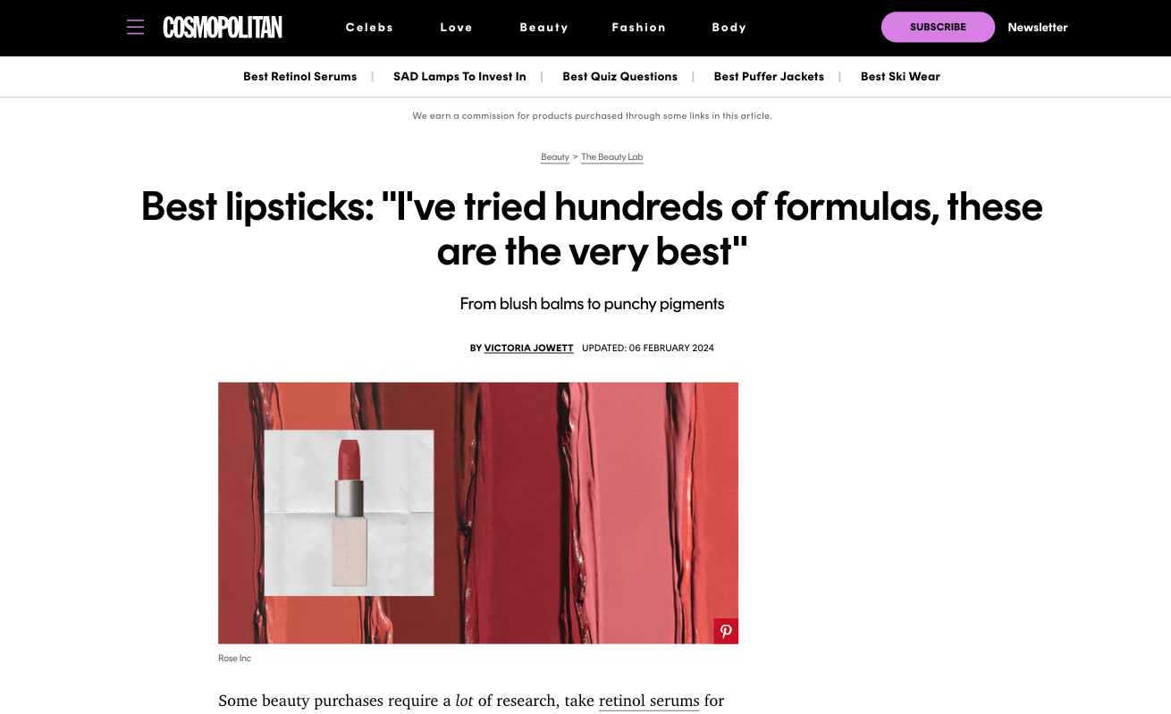 screenshot of product roundup blog post