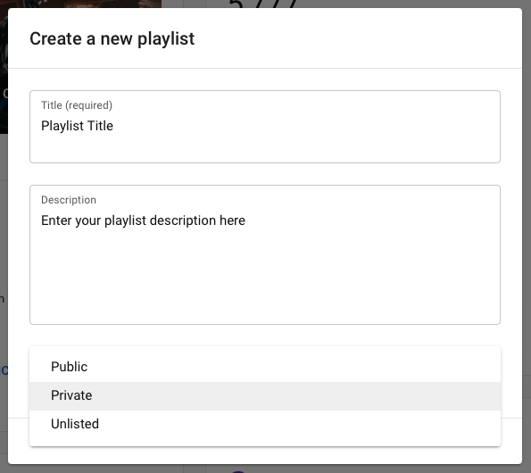 youtube playlist privacy settings