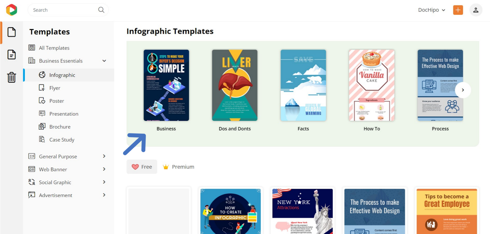 Find Templates in DocHipo- best infographic makers