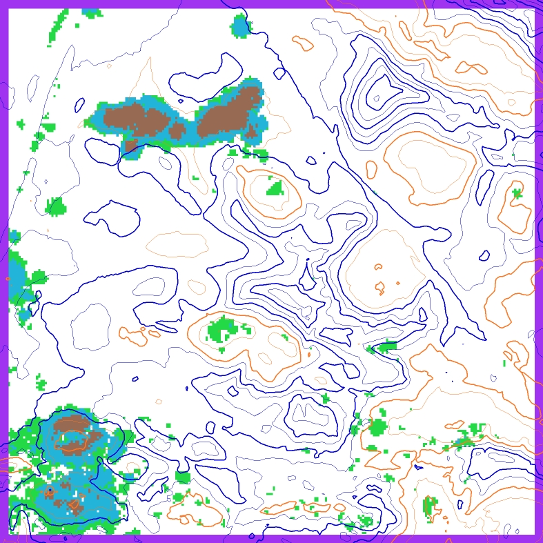 In this example, Brown = Tallest trees.