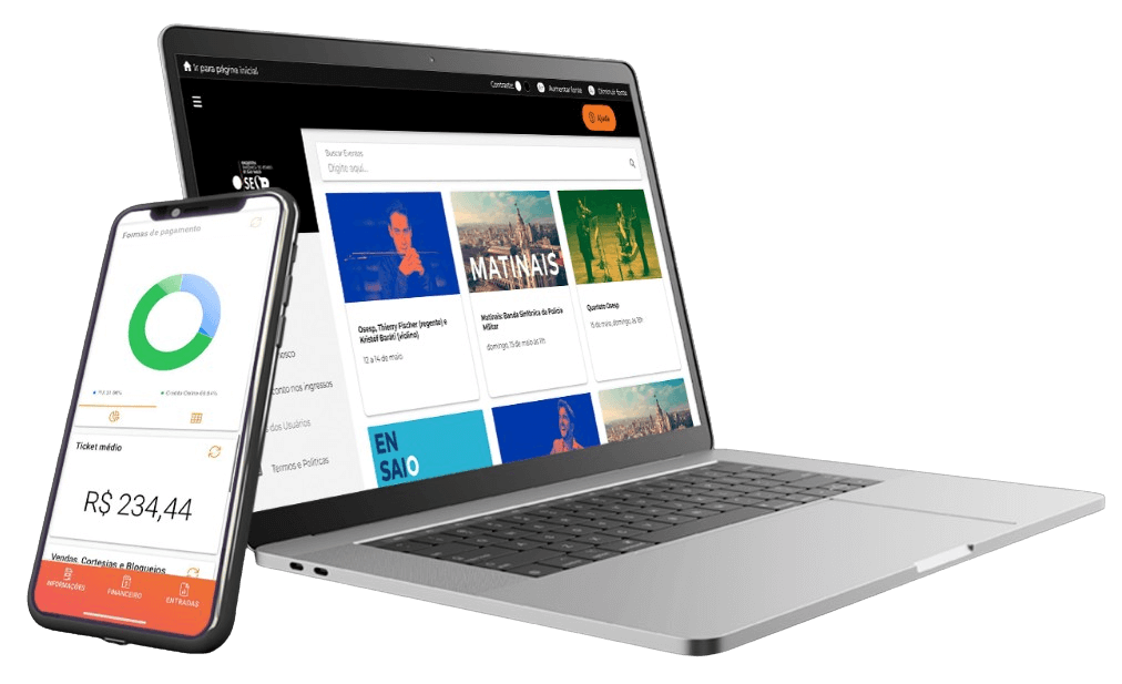 Plataforma da INTI nas telas de um notebook e um smartphone