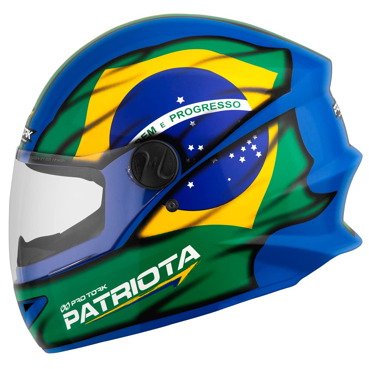 Capacete R8 Pro Tork Patriota Brasil Azul/Verde 58