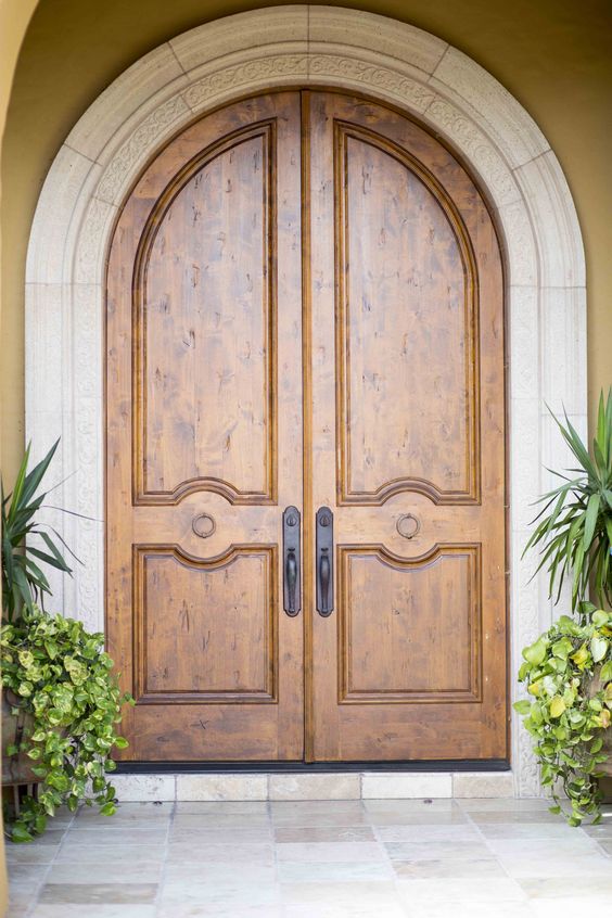 Arch wooden double door design