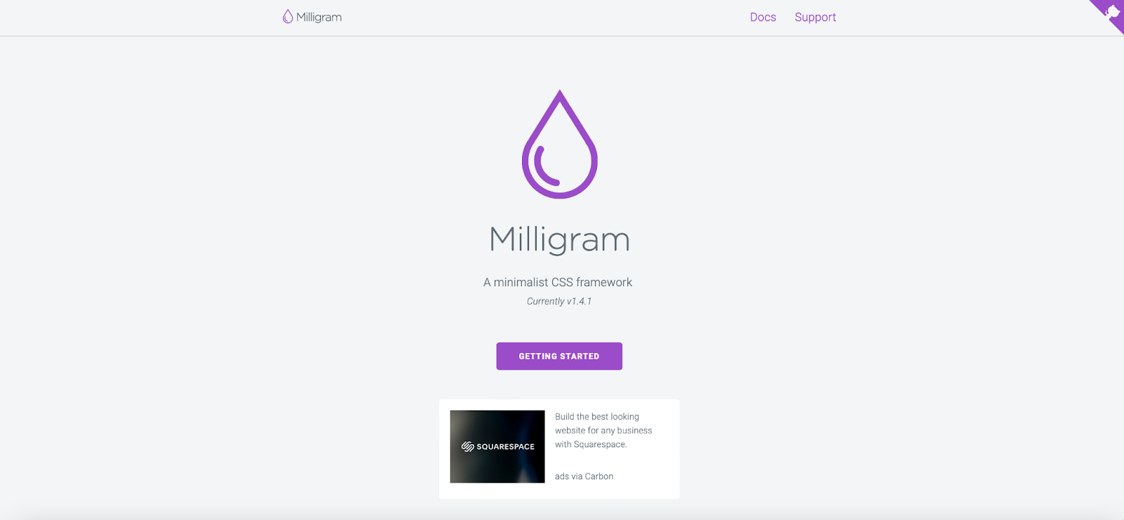 web design frameworks, Milligram