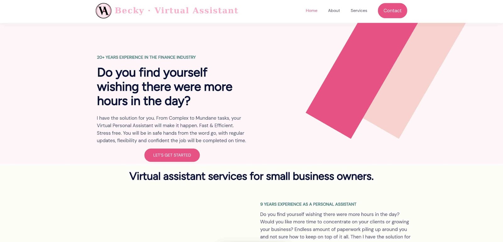 Becky virtual assistant website example