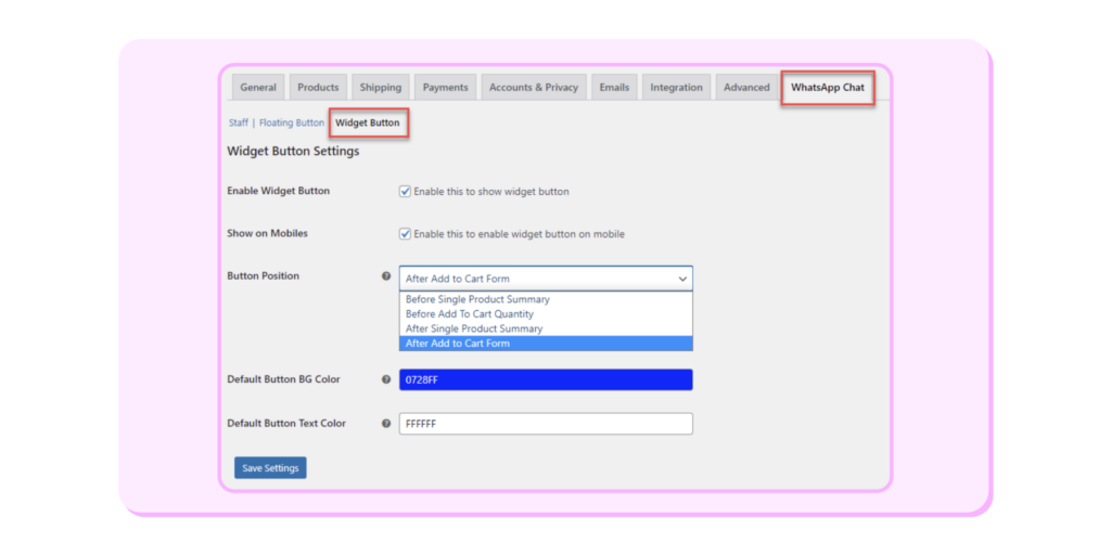 WooCommerce Integration for Floating Widget Style Button