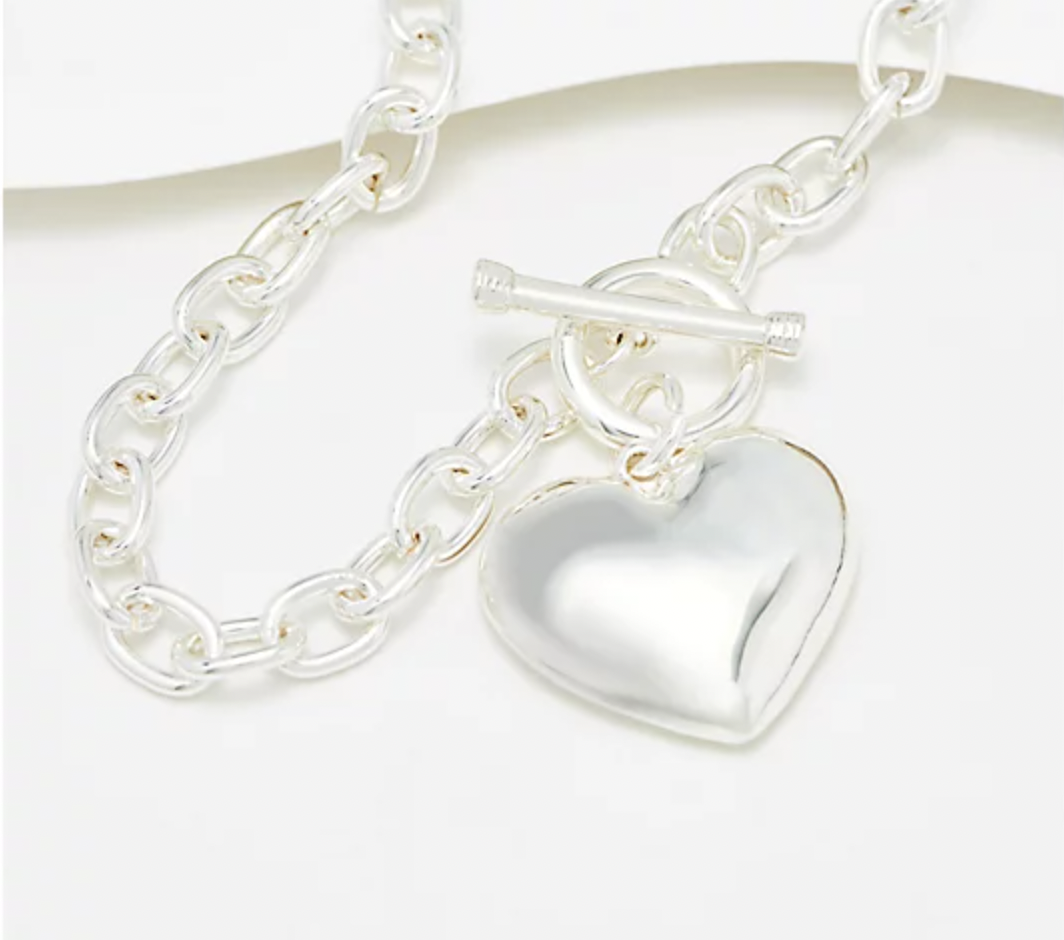 Joan Rivers Heart Charm Toggle Necklace with Rolo Chain exclusively available on QVC this Valentine's Day
